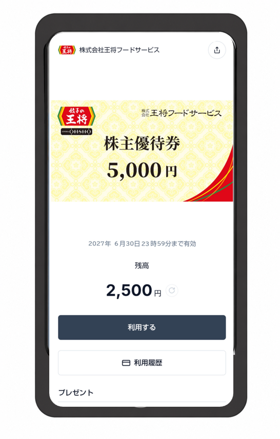 株主優待券(電子チケット)